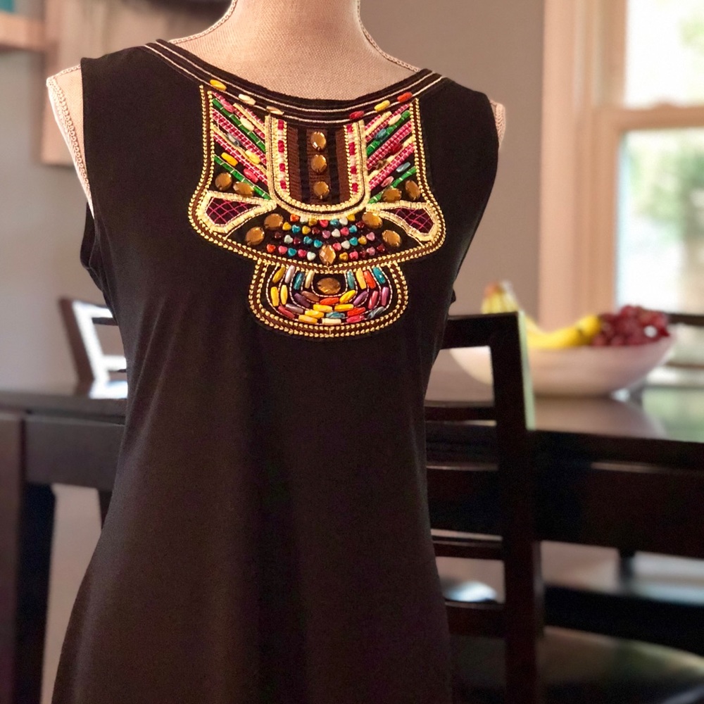 Beaded black shift dress